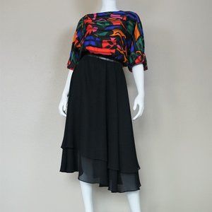 R & K Originals Rainbow Floral Semi Sheer Dress